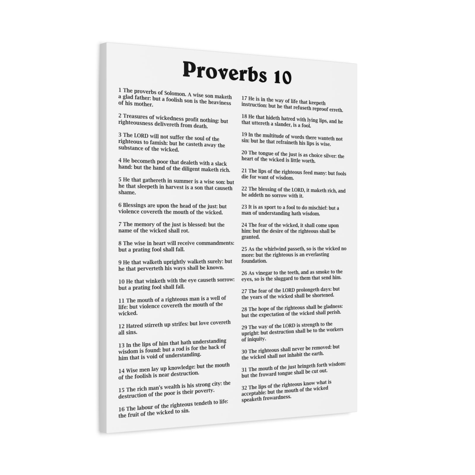 Scripture Walls Proverbs Chapter 10 White Bible Canvas Christian Wall Art Ready to Hang Unframed-Express Your Love Gifts