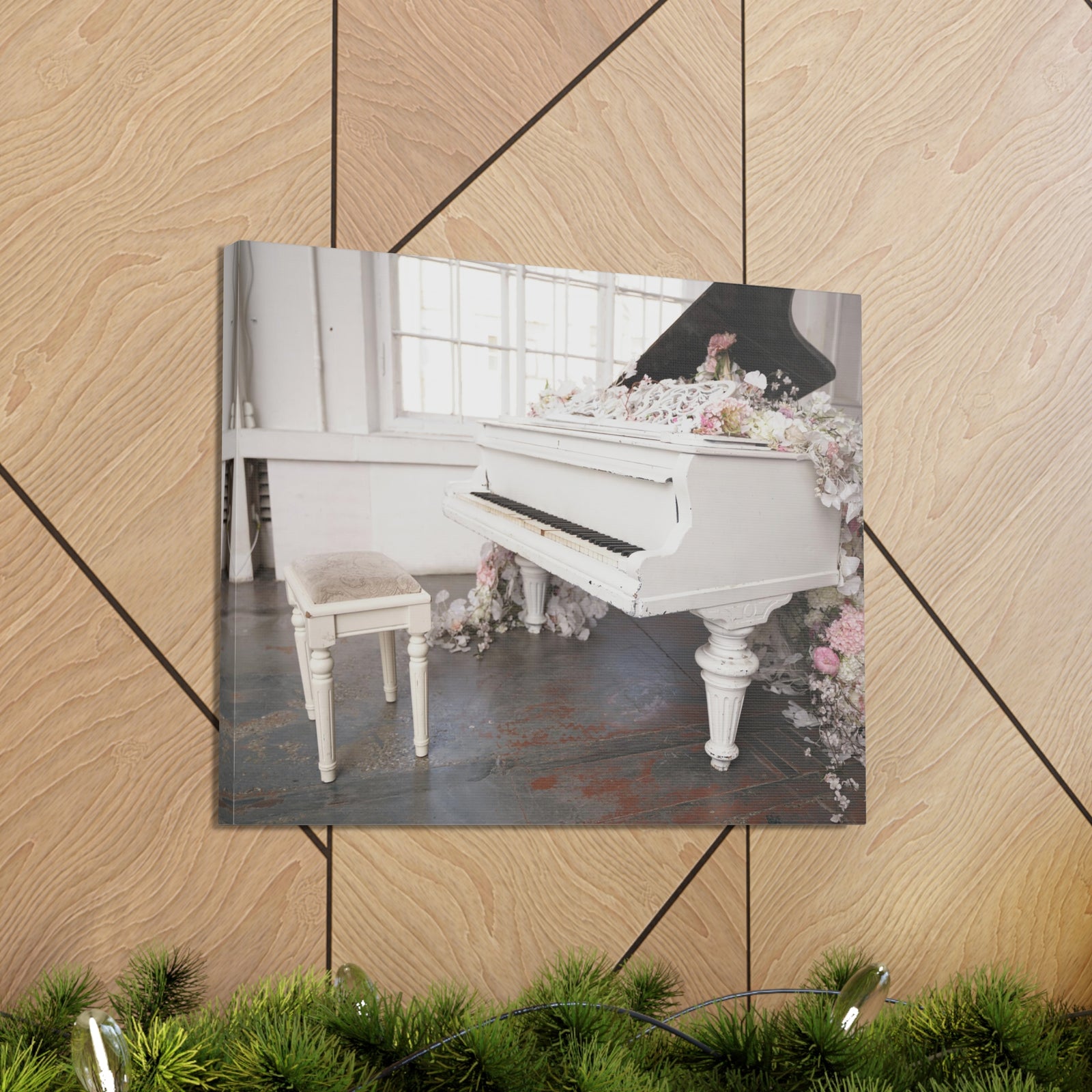 Piano with Flowers Music Lover's Delight Piano Keyboard Canvas Wall Art for Home Decor Ready-to-Hang-Express Your Love Gifts