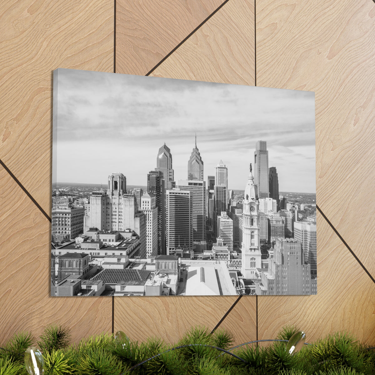 Philadelphia Black And White Skyline Canvas Artwork High-Quality Breathtaking Stunning Cityscape for Home Decor Ready to Hang-Express Your Love Gifts