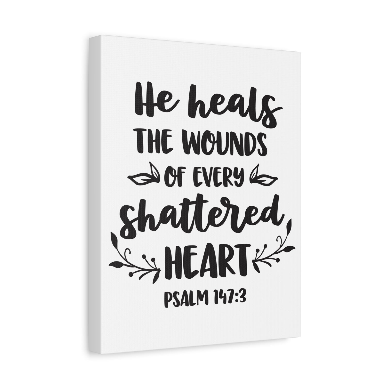 Scripture Canvas He Heals The Psalm 147:3 Christian Wall Art Bible Verse Print Ready to Hang-Express Your Love Gifts