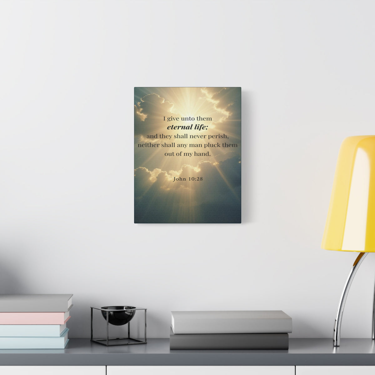 Scripture Walls John 10:28 Eternal Assurance Bible Verse Canvas Christian Wall Art Ready to Hang Unframed-Express Your Love Gifts