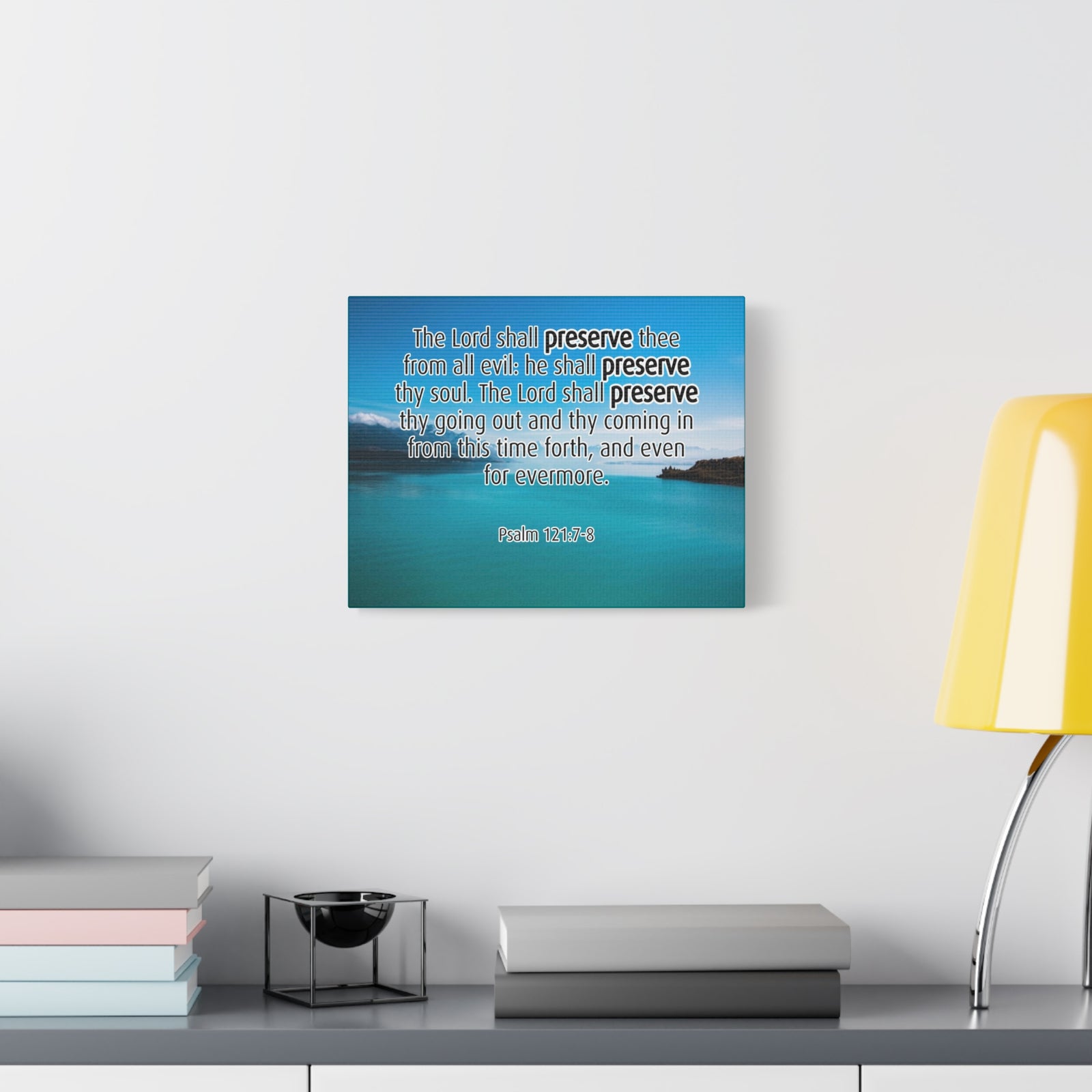 Scripture Canvas Lord Shall Preserve Psalm 121:7-8 Christian Wall Art Bible Verse Print Ready to Hang-Express Your Love Gifts