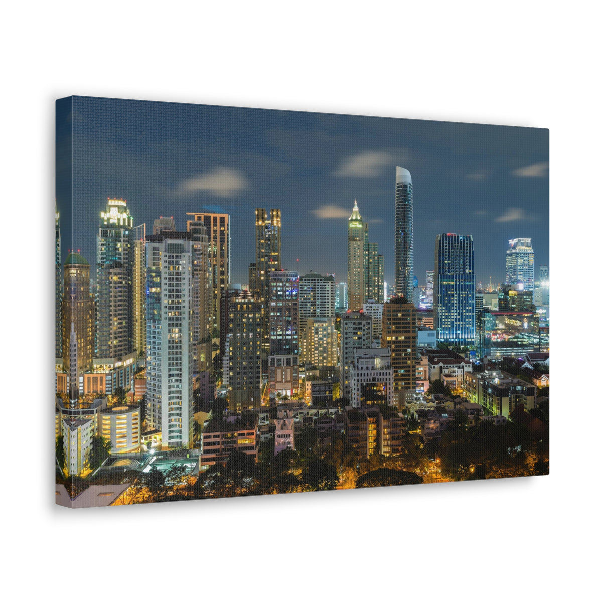 Bangkok Night Skyline Canvas Artwork High-Quality Breathtaking Stunning Cityscape for Home Decor Ready to Hang-Express Your Love Gifts
