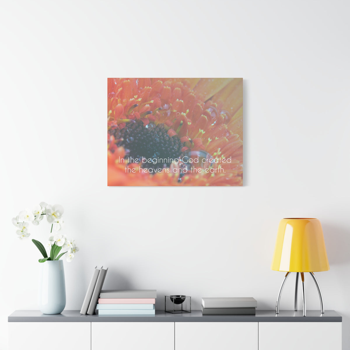 Scripture Canvas The Heavens And The Earth Genesis 1:1 Christian Wall Art Bible Verse Print Ready to Hang-Express Your Love Gifts