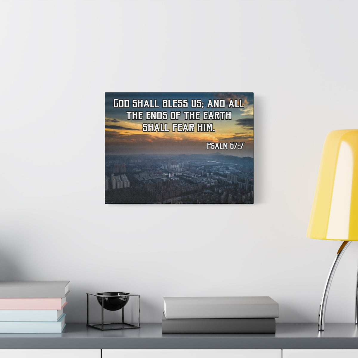 Bible Verse Canvas God Shall Bless Us Psalm 67:7 Christian Home Décor Wall Art Scripture Ready to Hang Faith Print-Express Your Love Gifts