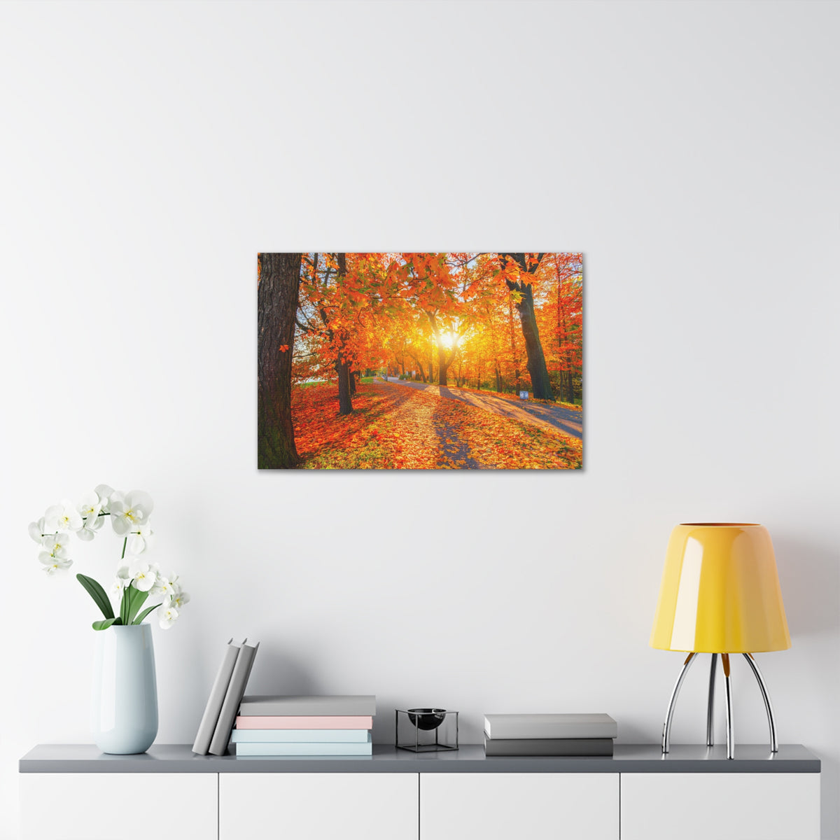 Autumn Forest Path Forest Floral Nature Photography Canvas Wall Art for Home Decor Ready-to-Hang-Express Your Love Gifts