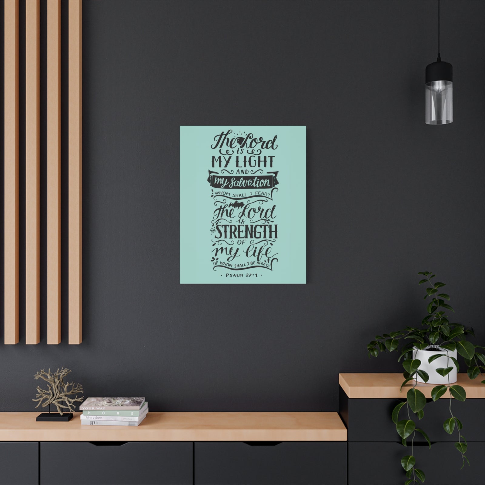 Scripture Canvas The Lord Is My Light Psalm 27 :1 Christian Wall Art Bible Verse Print Ready To Hang-Express Your Love Gifts