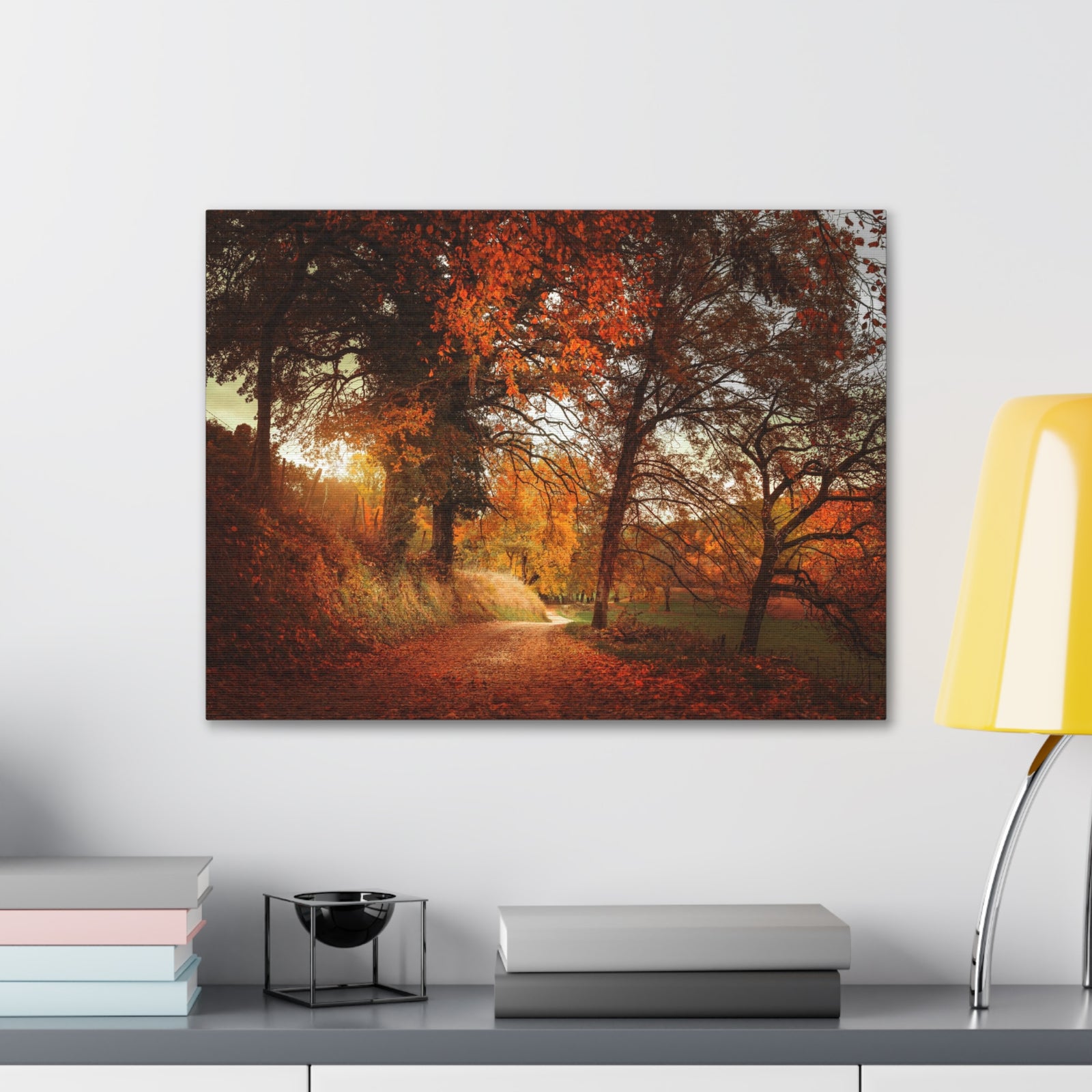 Autumn Park Orange Tree Nature Wilderness Photography Canvas Wall Art for Home Decor Ready-to-Hang-Express Your Love Gifts