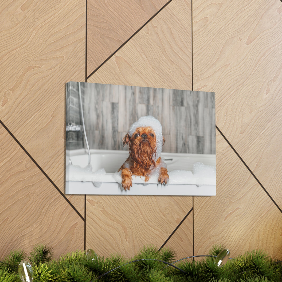 Cute Little Griffon Bathee Canvas Wall Art for Home Decor Ready-to-Hang-Express Your Love Gifts