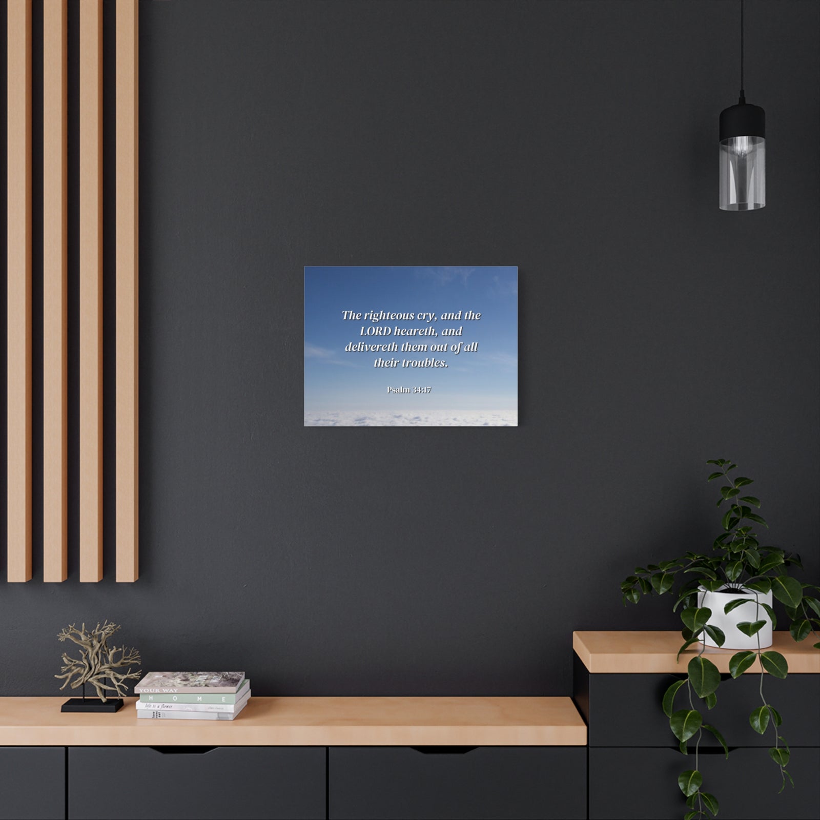 Scripture Canvas The Righteous Cry Psalm 34:17 Christian Wall Art Bible Verse Print Ready to Hang-Express Your Love Gifts