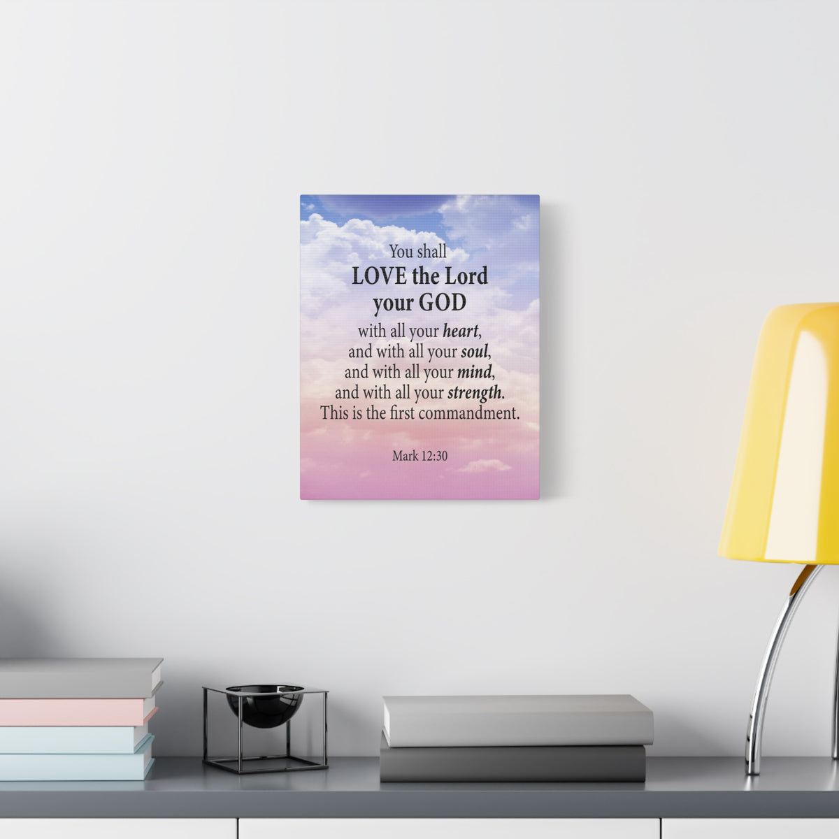 Bible Verse Canvas Love the Lord With All Your Heart Mark 12:30 Wall Art Christian Home Decor-Express Your Love Gifts