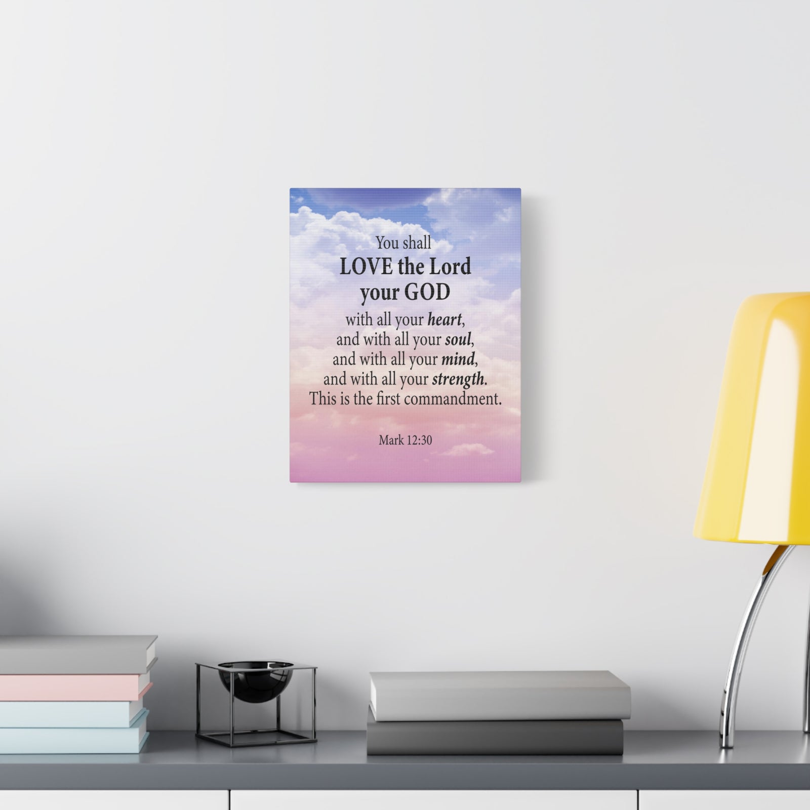 Bible Verse Canvas Love the Lord With All Your Heart Mark 12:30 Wall Art Christian Home Decor-Express Your Love Gifts