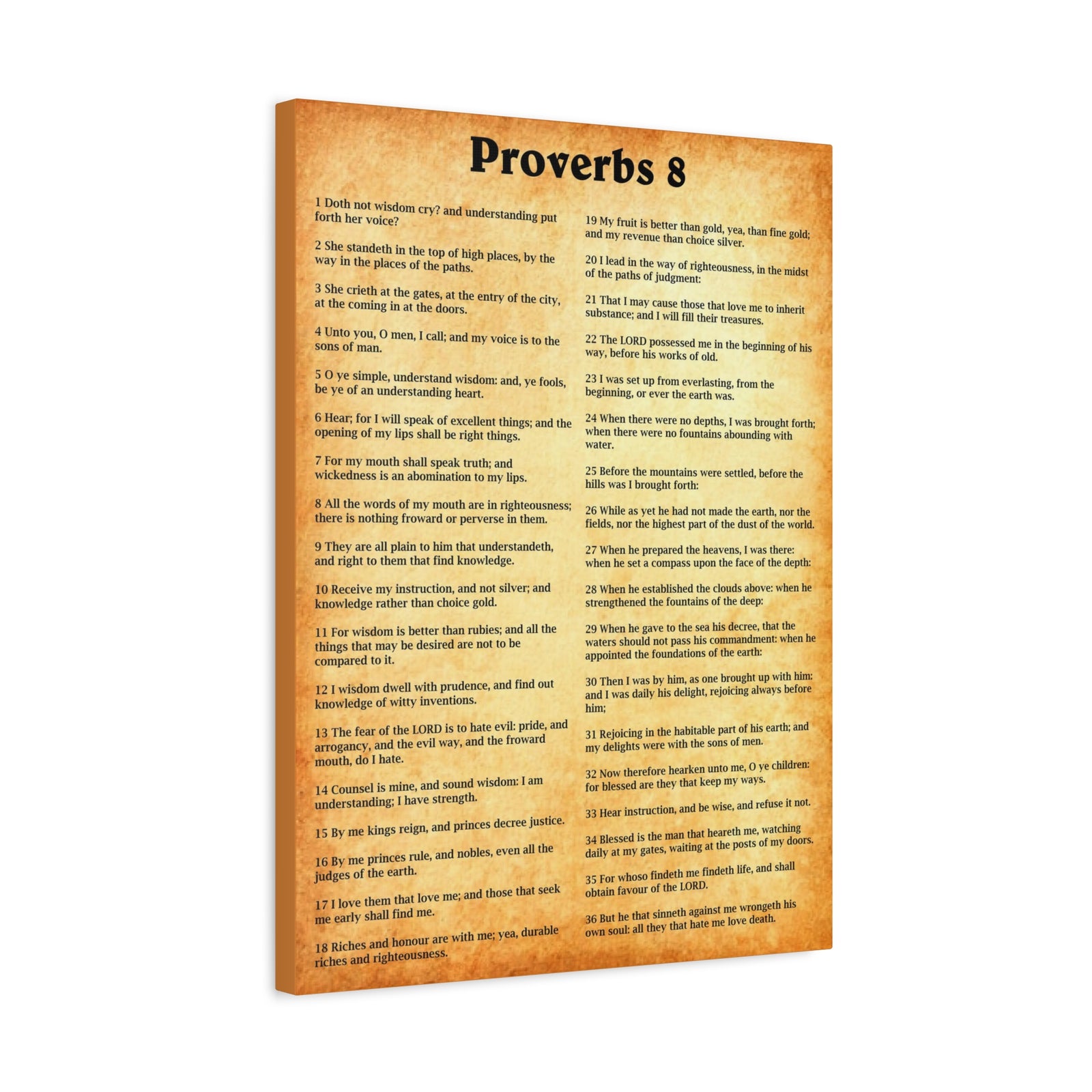 Scripture Walls Proverbs Chapter 8 Gold Bible Canvas Christian Wall Art Ready to Hang Unframed-Express Your Love Gifts