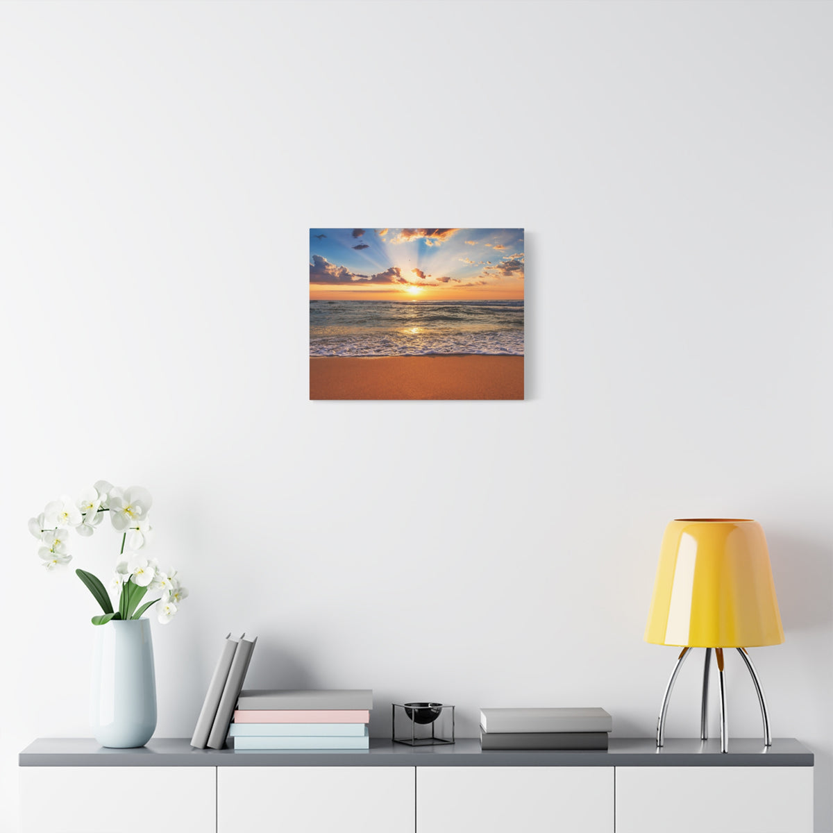 Beach Sunrise Deep Blue Sky Ocean Canvas Wall Art for Home Decor Ready-to-Hang-Express Your Love Gifts