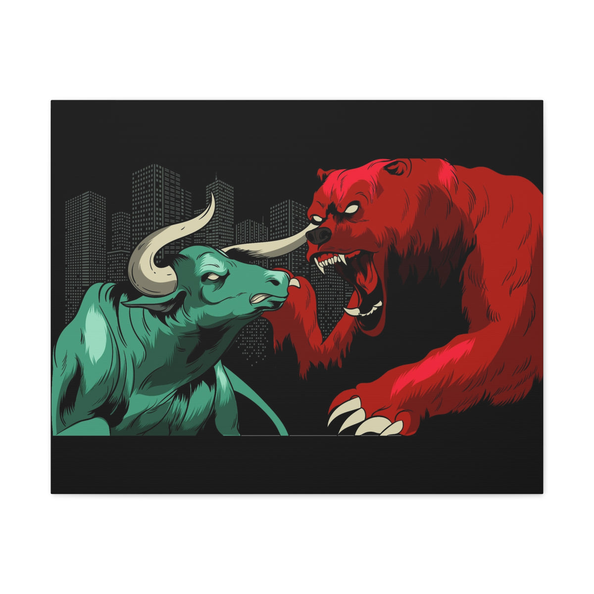 Copy of Stock Market Wall Art Bull vs Bear Battling for Wealth Wall Street Trading Art Canvas-Express Your Love Gifts