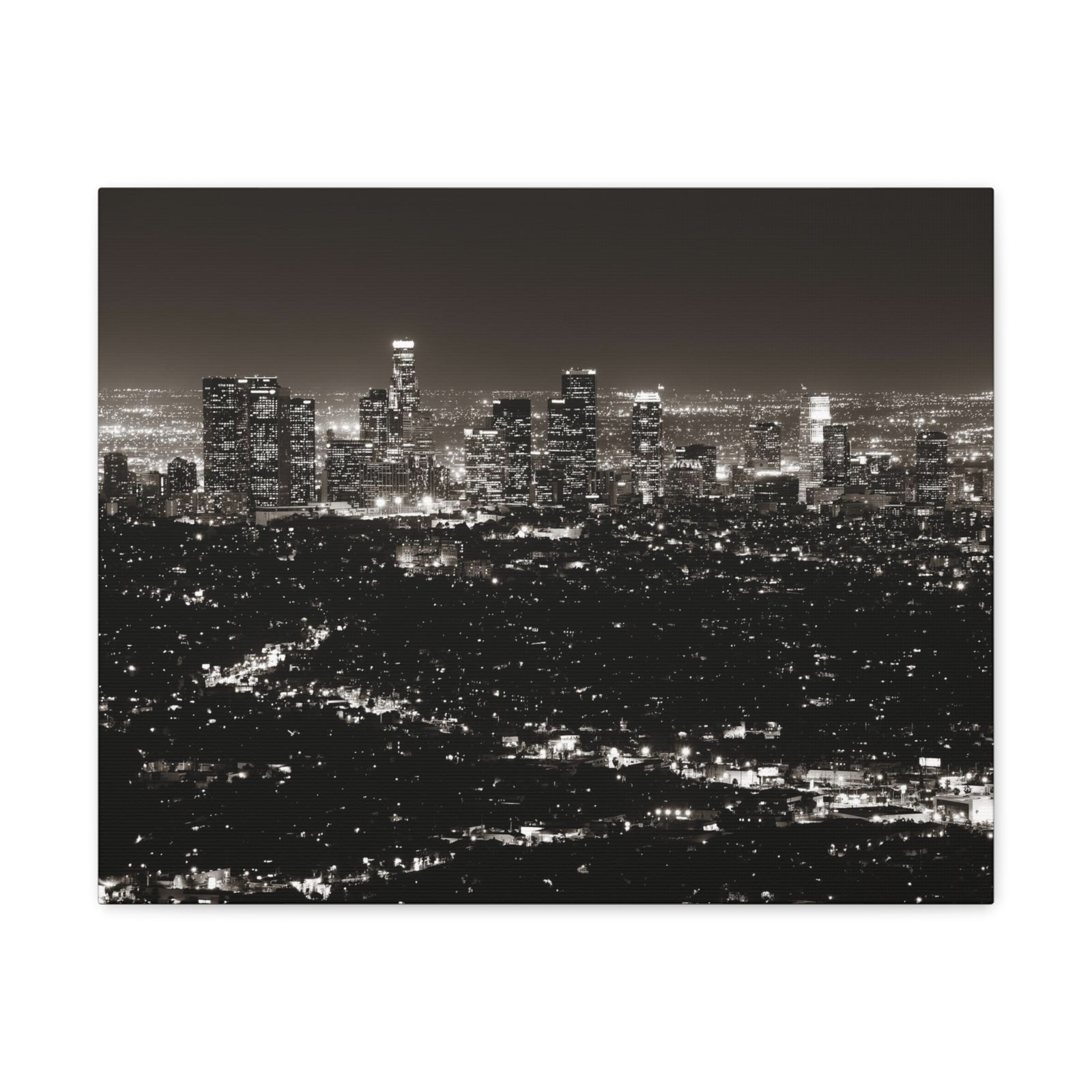 Los Angeles Black And White Skyline Canvas Artwork High-Quality Breathtaking Stunning Cityscape for Home Decor Ready to Hang-Express Your Love Gifts
