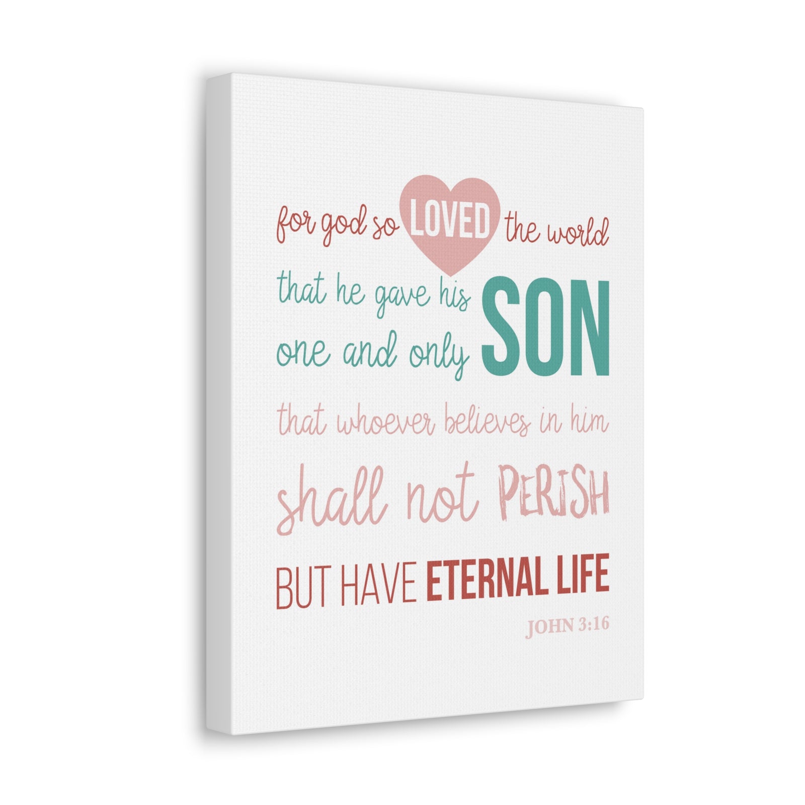 Scripture Canvas For God So Love John 3:16 Christian Wall Art Bible Verse Print Ready To Hang-Express Your Love Gifts