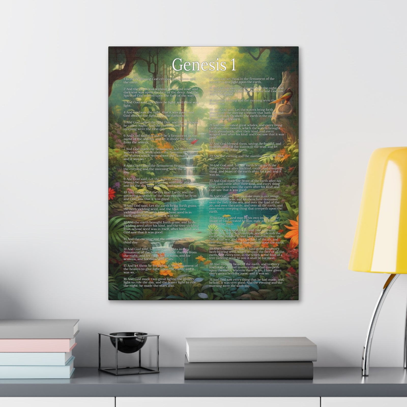 Scripture Walls Genesis 1 Chapter In the Beginning Christian Wall Art Print Ready to Hang Unframed-Express Your Love Gifts