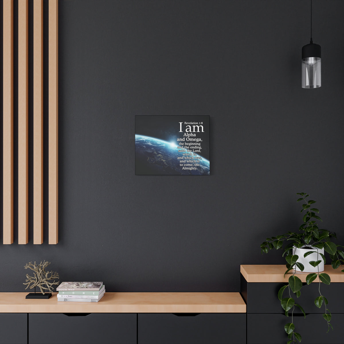 Scripture Canvas Revelation 1:8 Alpha ansd Omega Christian Wall Art Bible Verse Print Ready to Hang-Express Your Love Gifts