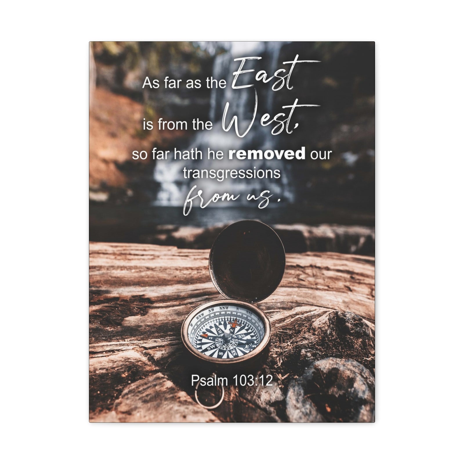 Scripture Canvas From Us Psalm 103:12 Christian Wall Art Bible Verse Print Ready to Hang-Express Your Love Gifts