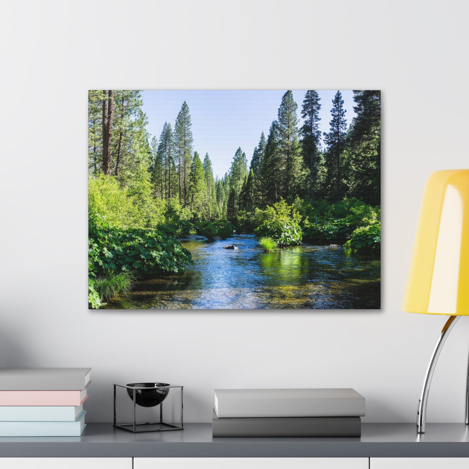 River Through The Green Forest Nature Wilderness Photography Canvas Wall Art for Home Decor Ready-to-Hang-Express Your Love Gifts