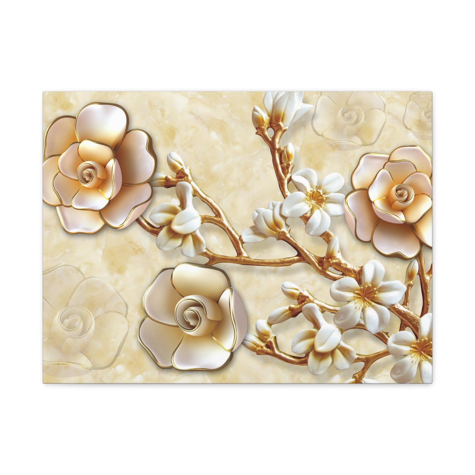 Yellow Flowers 3D Flower Canvas Wall Art for Home Decor Ready-to-Hang-Express Your Love Gifts