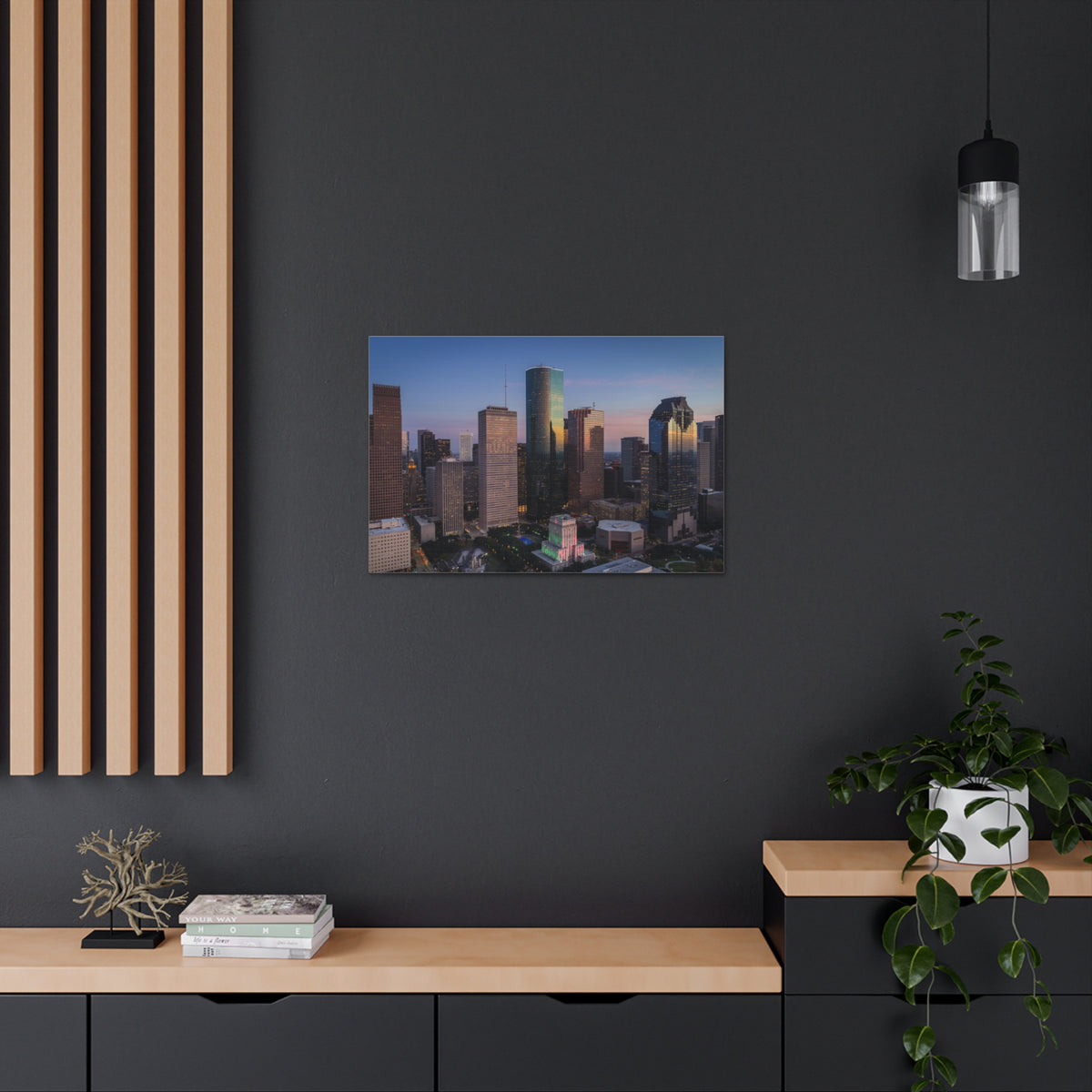 Houston Night Skyline Canvas Artwork High-Quality Breathtaking Stunning Cityscape for Home Decor Ready to Hang-Express Your Love Gifts