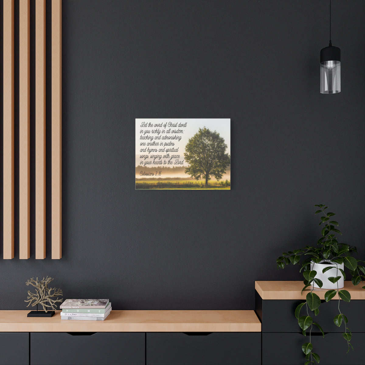 Scripture Canvas Psalms, Hymns and Spiritual Songs Colossians 3:16 Christian Wall Art Bible Verse Print Ready to Hang-Express Your Love Gifts