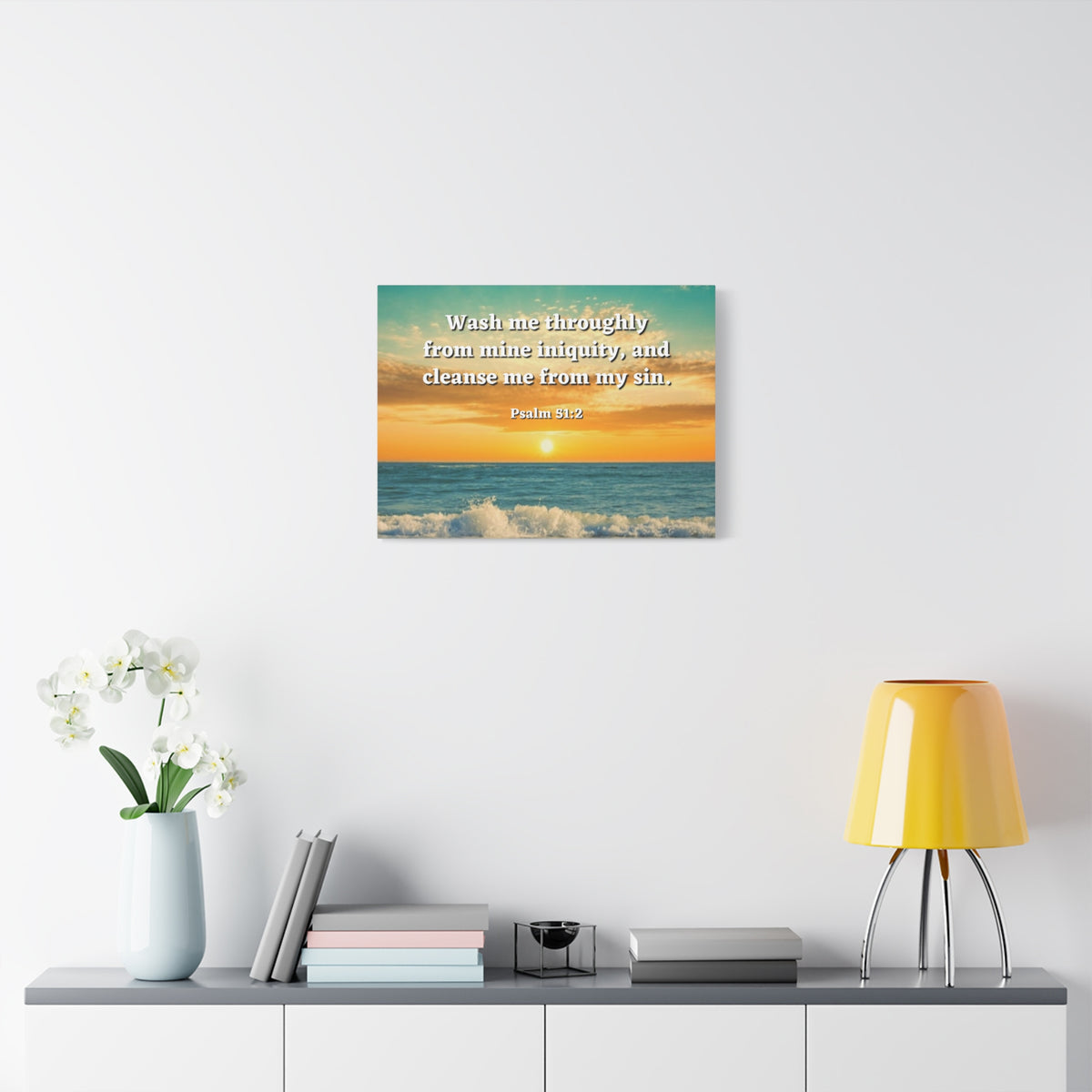 Scripture Canvas Washed Away Psalm 51:2 Christian Wall Art Bible Verse Print Ready to Hang-Express Your Love Gifts