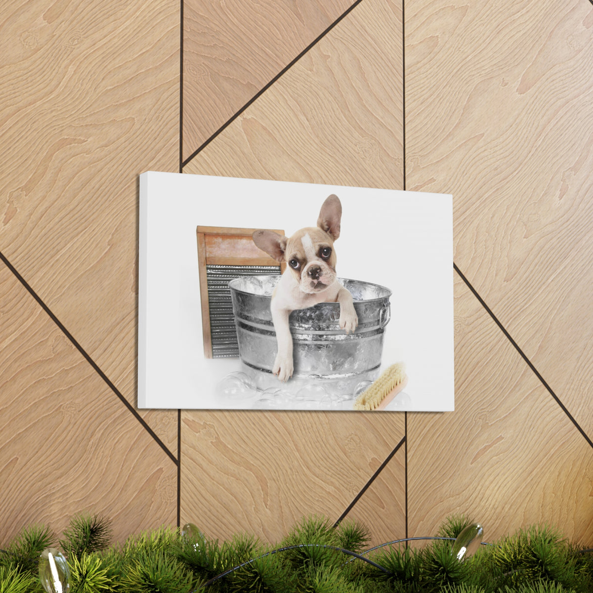 Cute French Bulldog Bath Canvas Wall Art for Home Decor Ready-to-Hang-Express Your Love Gifts