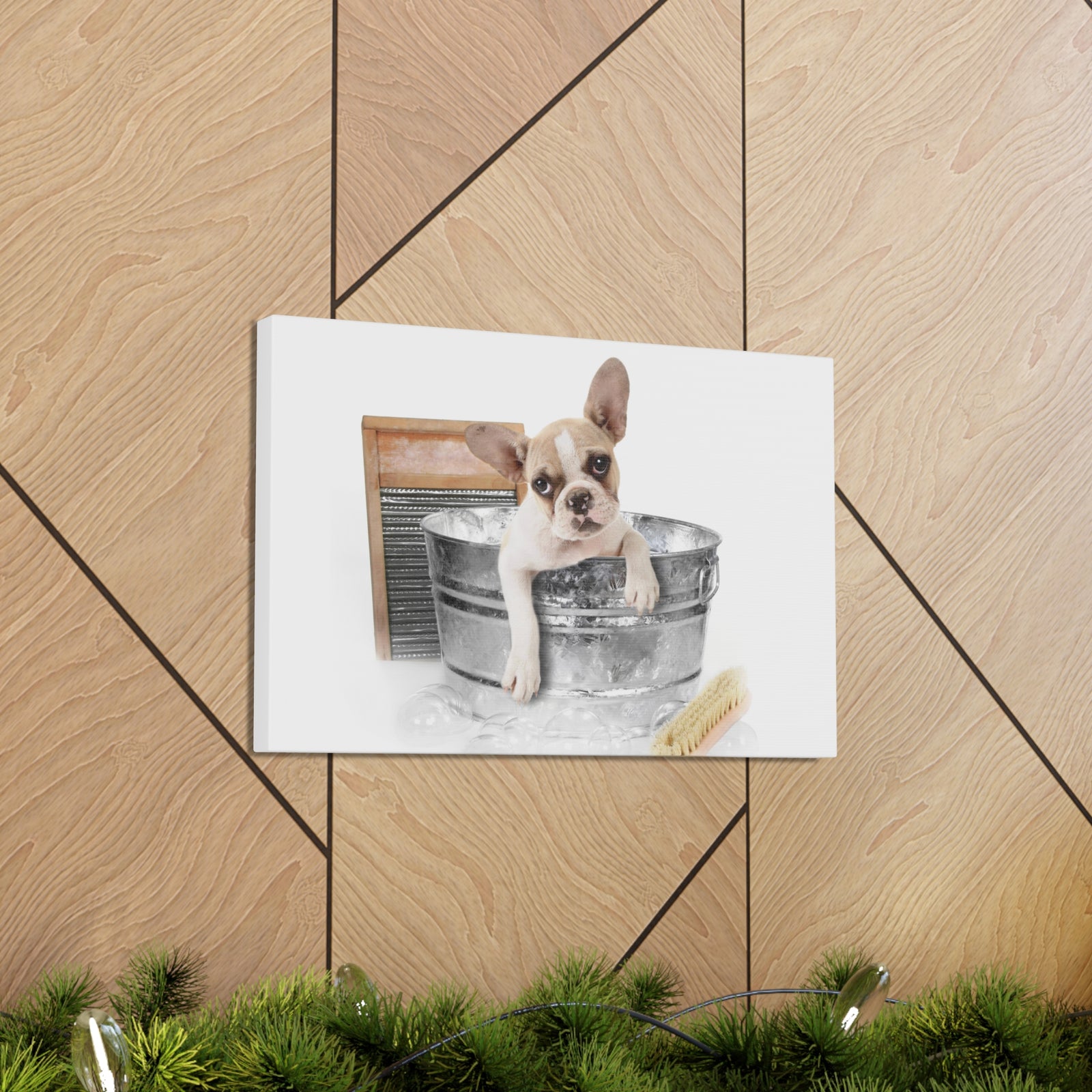 Cute French Bulldog Bath Canvas Wall Art for Home Decor Ready-to-Hang-Express Your Love Gifts