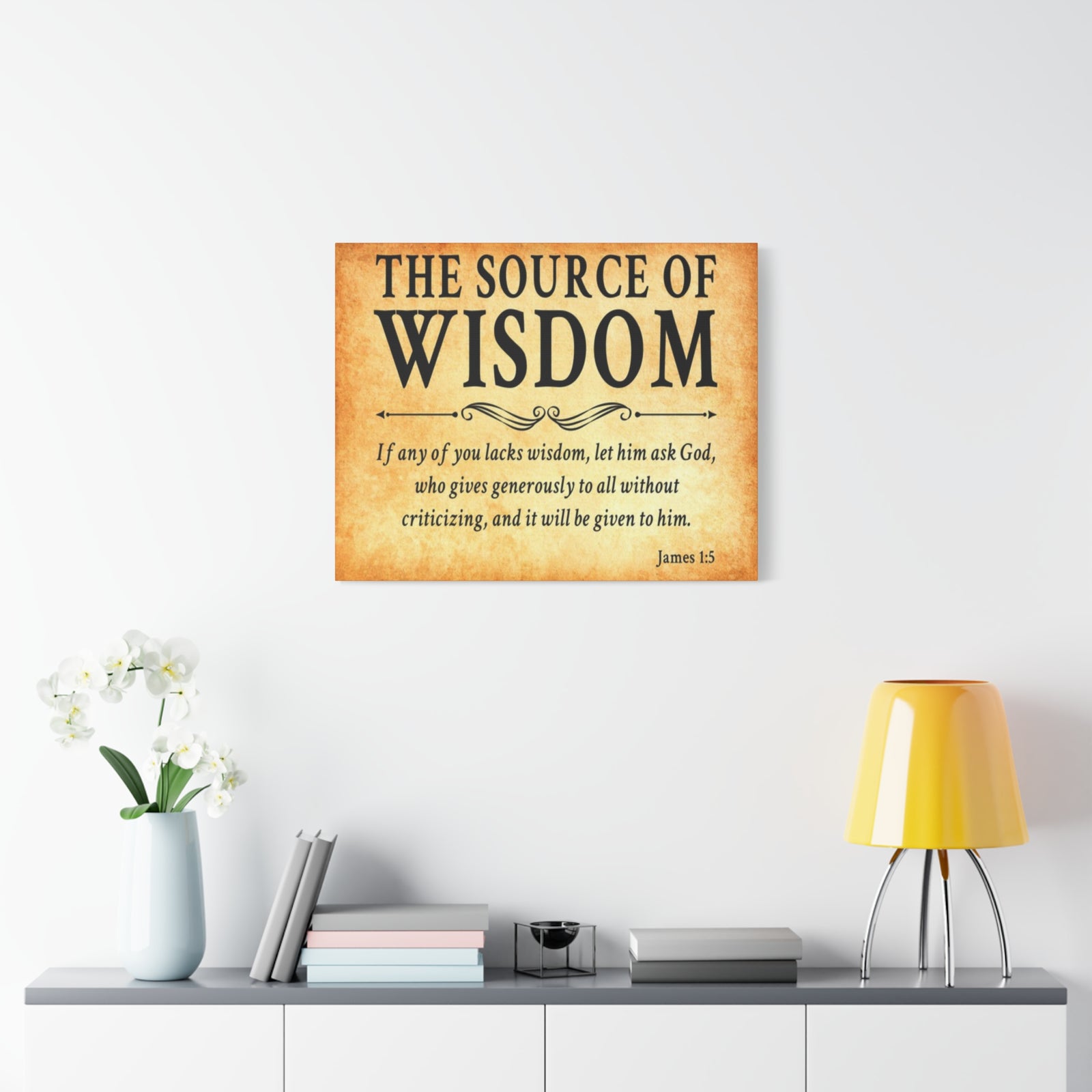 Scripture Walls James 1:5 The Source of Wisdom Gold Bible Verse Canvas Christian Wall Art Ready to Hang Unframed-Express Your Love Gifts