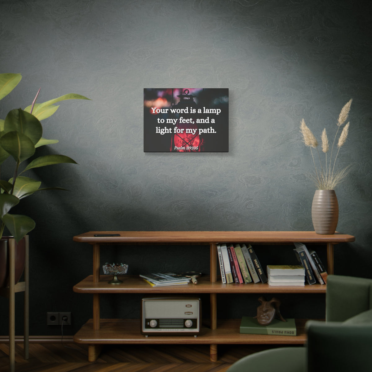 Scripture Canvas Your Words Is Lamp Psalm 119:105 Christian Wall Art Bible Verse Print Ready to Hang-Express Your Love Gifts