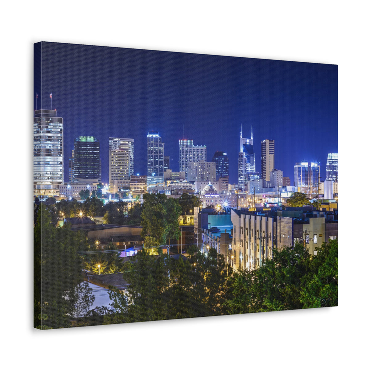 Nashville Night Skyline Canvas Artwork High-Quality Breathtaking Stunning Cityscape for Home Decor Ready to Hang-Express Your Love Gifts