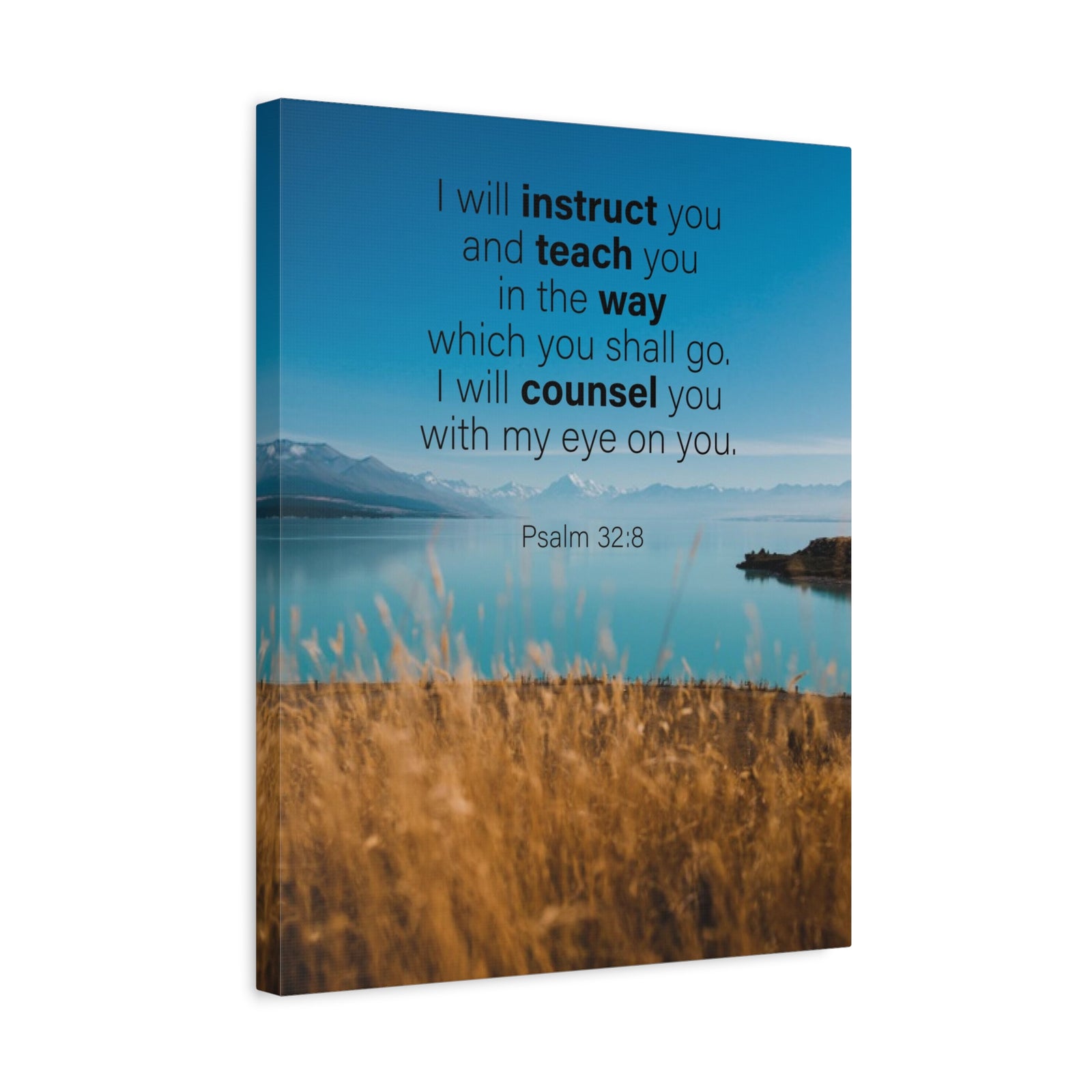 Scripture Canvas God's Instruction Psalm 32:8 Christian Wall Art Bible Verse Print Ready to Hang-Express Your Love Gifts