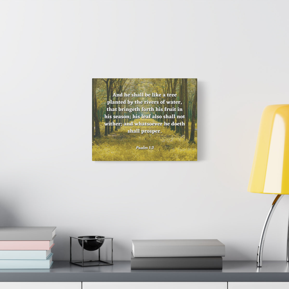 Scripture Canvas Shall Prosper Psalms 1:3 Christian Wall Art Bible Verse Print Ready to Hang-Express Your Love Gifts