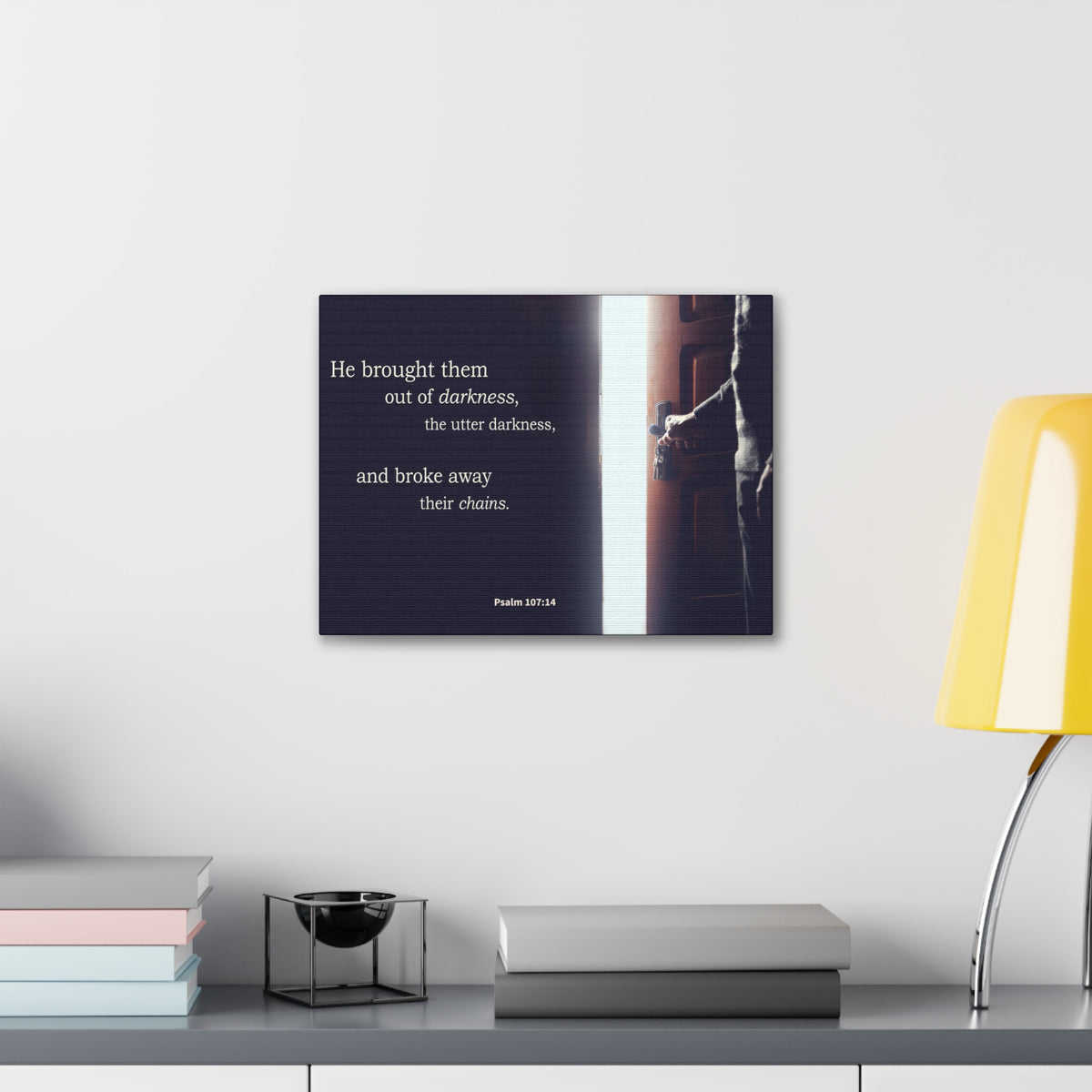 Scripture Walls He Brought Them Psalm 107:14 Bible Verse Canvas Christian Wall Art Ready to Hang-Express Your Love Gifts