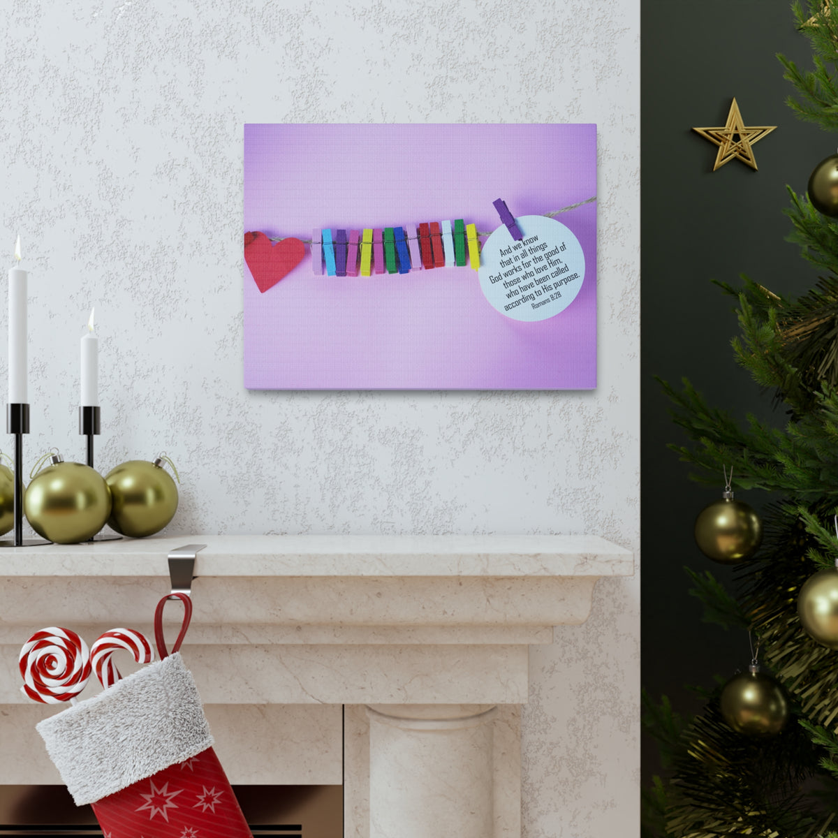Scripture Walls His Purpose Romans 8:28 Bible Verse Canvas Christian Wall Art Ready to Hang-Express Your Love Gifts