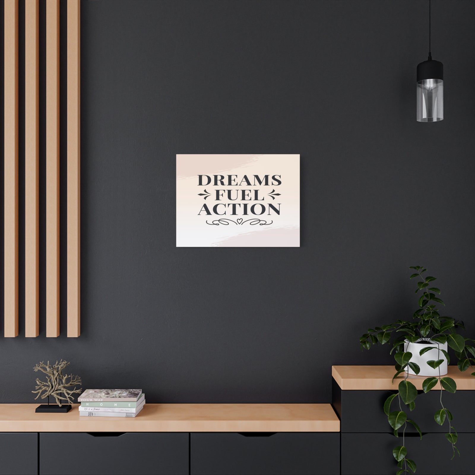 Dreams Fuel Action Inspirational Motivational Quote Canvas Wall Art for Home Decor Ready-to-Hang-Express Your Love Gifts