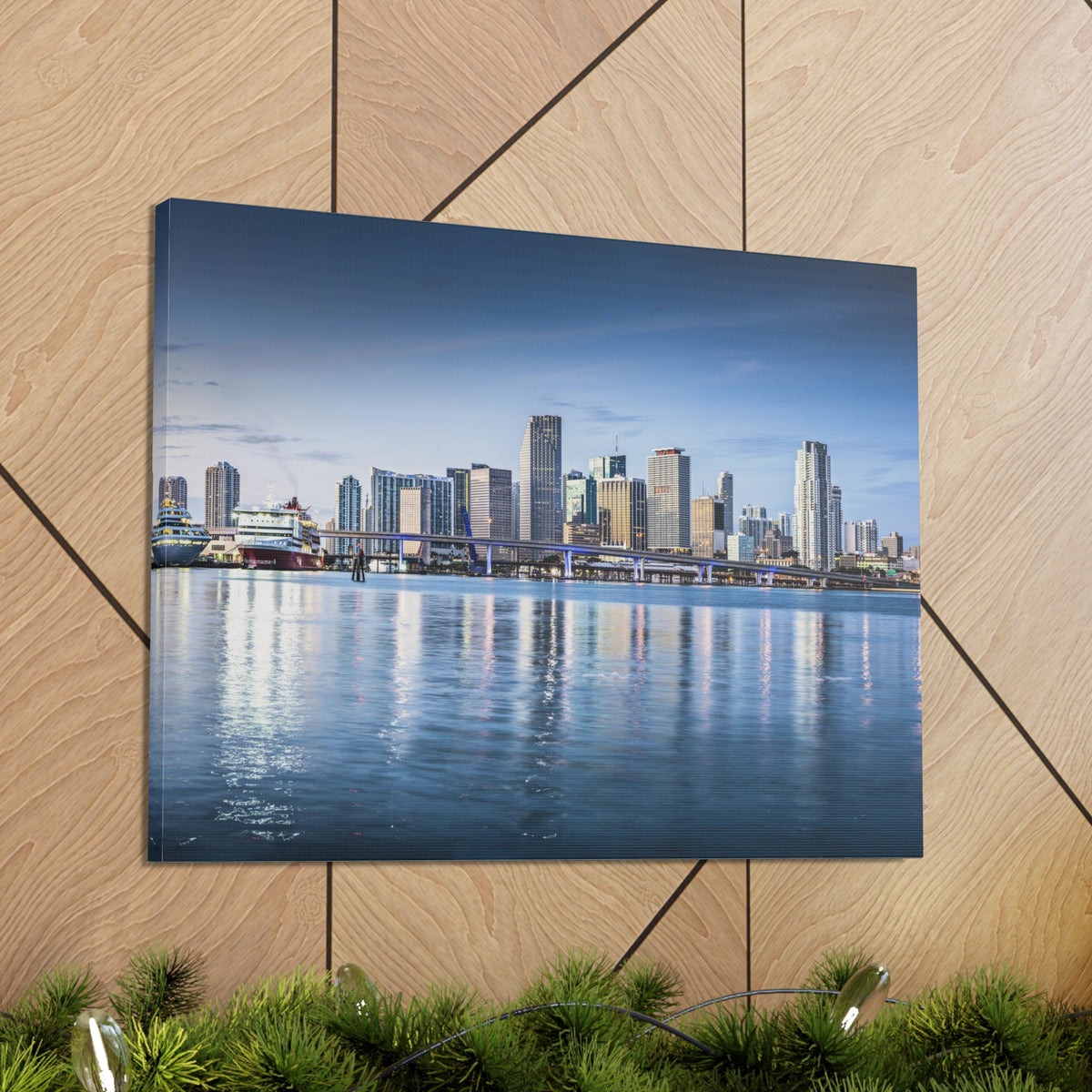 Miami Daytime Skyline Canvas Artwork High-Quality Breathtaking Stunning Cityscape for Home Decor Ready to Hang-Express Your Love Gifts