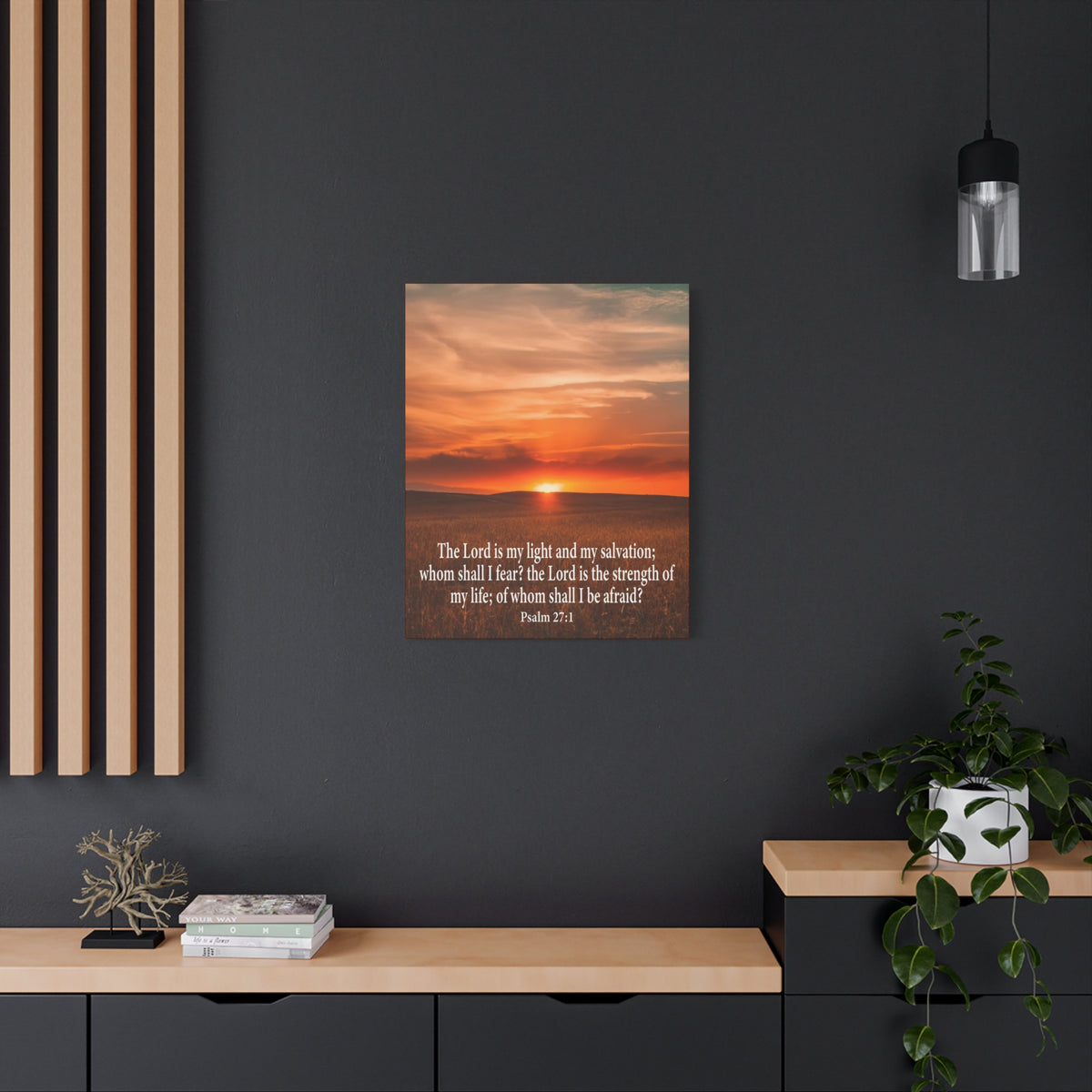 Bible Verse Canvas Lord is My Salvation Psalm 27:1 Christian Wall Décor Scripture Art Ready to Hang-Express Your Love Gifts