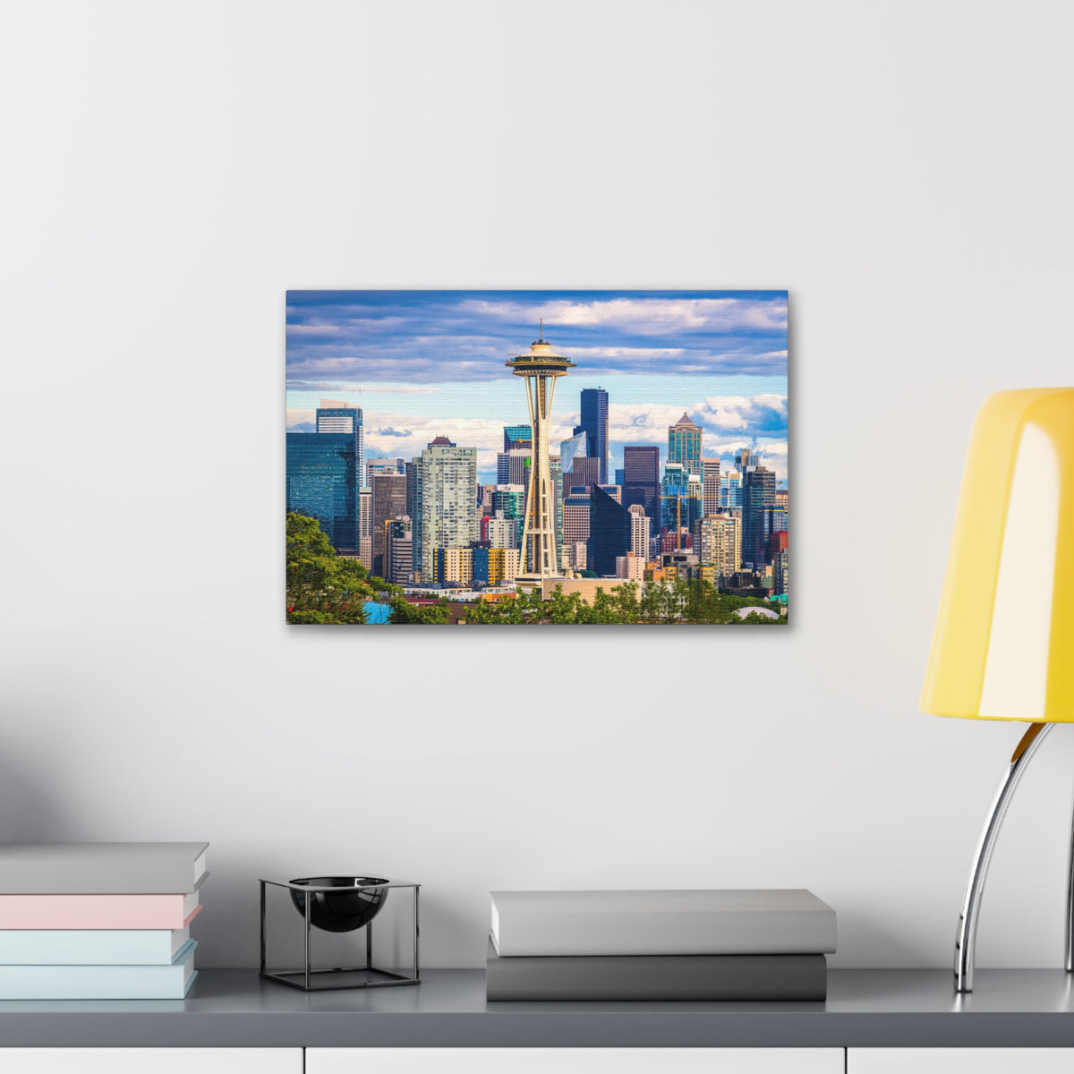 Seattle Daytime Skyline Canvas Artwork High-Quality Breathtaking Stunning Cityscape for Home Decor Ready to Hang-Express Your Love Gifts