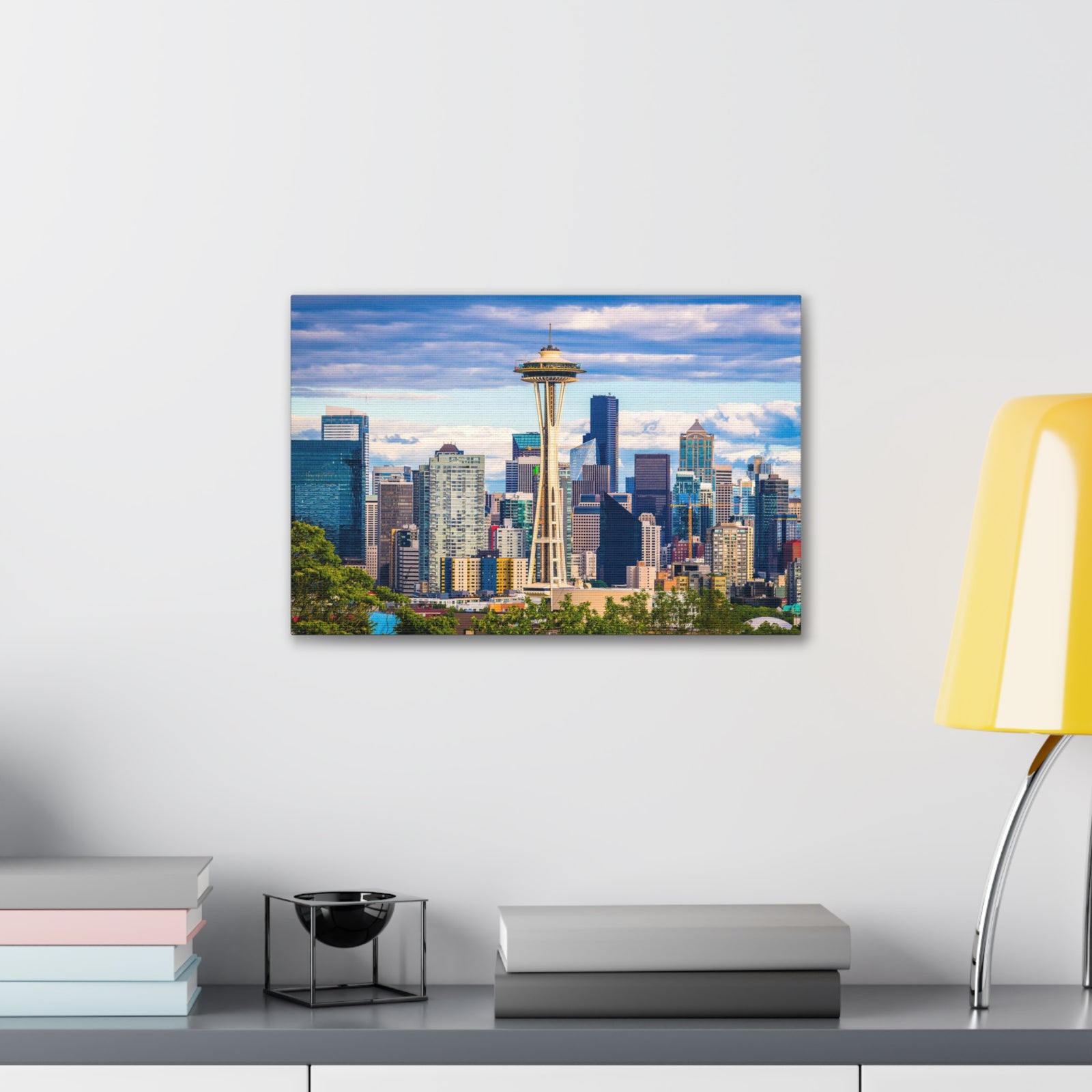 Seattle Daytime Skyline Canvas Artwork High-Quality Breathtaking Stunning Cityscape for Home Decor Ready to Hang-Express Your Love Gifts