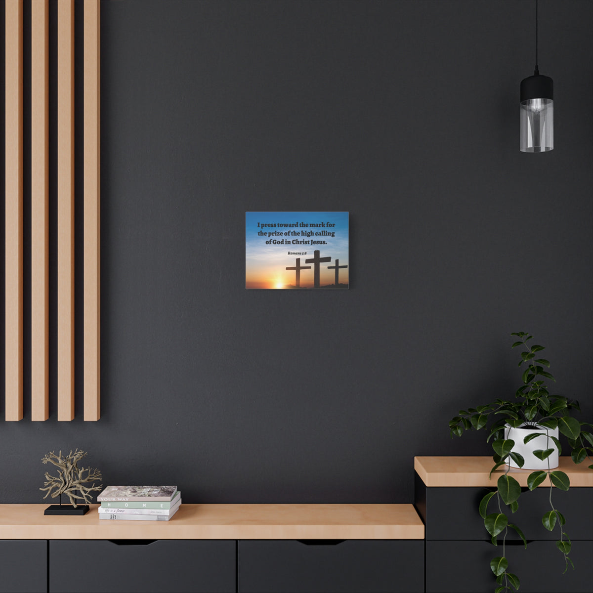 Scripture Walls High Calling Of God Romans 5:8 Bible Verse Canvas Christian Wall Art Ready to Hang-Express Your Love Gifts