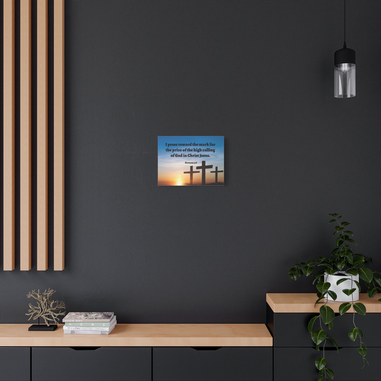 Scripture Walls High Calling Of God Romans 5:8 Bible Verse Canvas Christian Wall Art Ready to Hang-Express Your Love Gifts