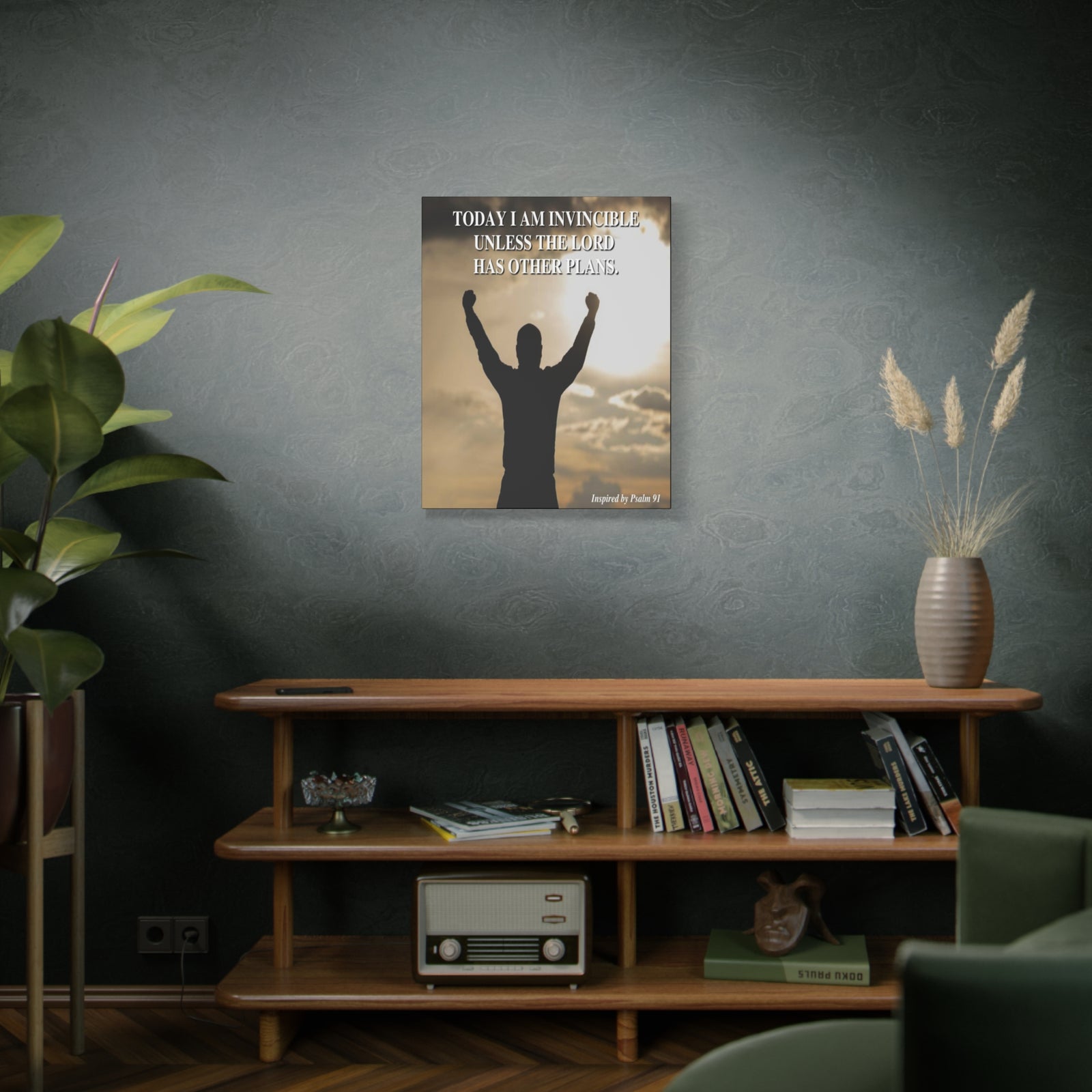 Scripture Walls Today I Am Invincible Canvas Psalm 91 Bible Verse Canvas Christian Wall Art Ready to Hang-Express Your Love Gifts