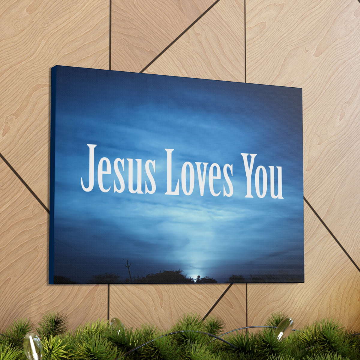 Scripture Canvas Jesus Loves You John 3:16 Dark Blue Sky Christian Wall Art Bible Verse Print Ready to Hang-Express Your Love Gifts