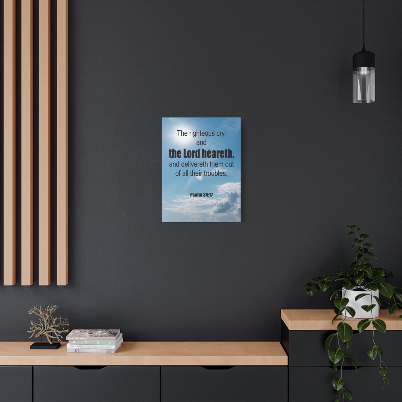 Scripture Walls The Lord Heareth Psalm 34:17 Bible Verse Canvas Christian Wall Art Ready to Hang-Express Your Love Gifts