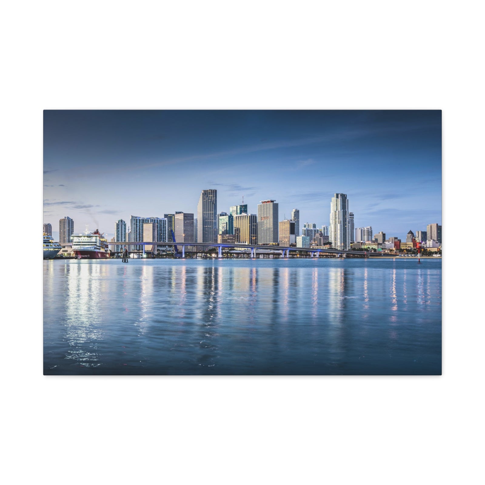 Miami Daytime Skyline Canvas Artwork High-Quality Breathtaking Stunning Cityscape for Home Decor Ready to Hang-Express Your Love Gifts