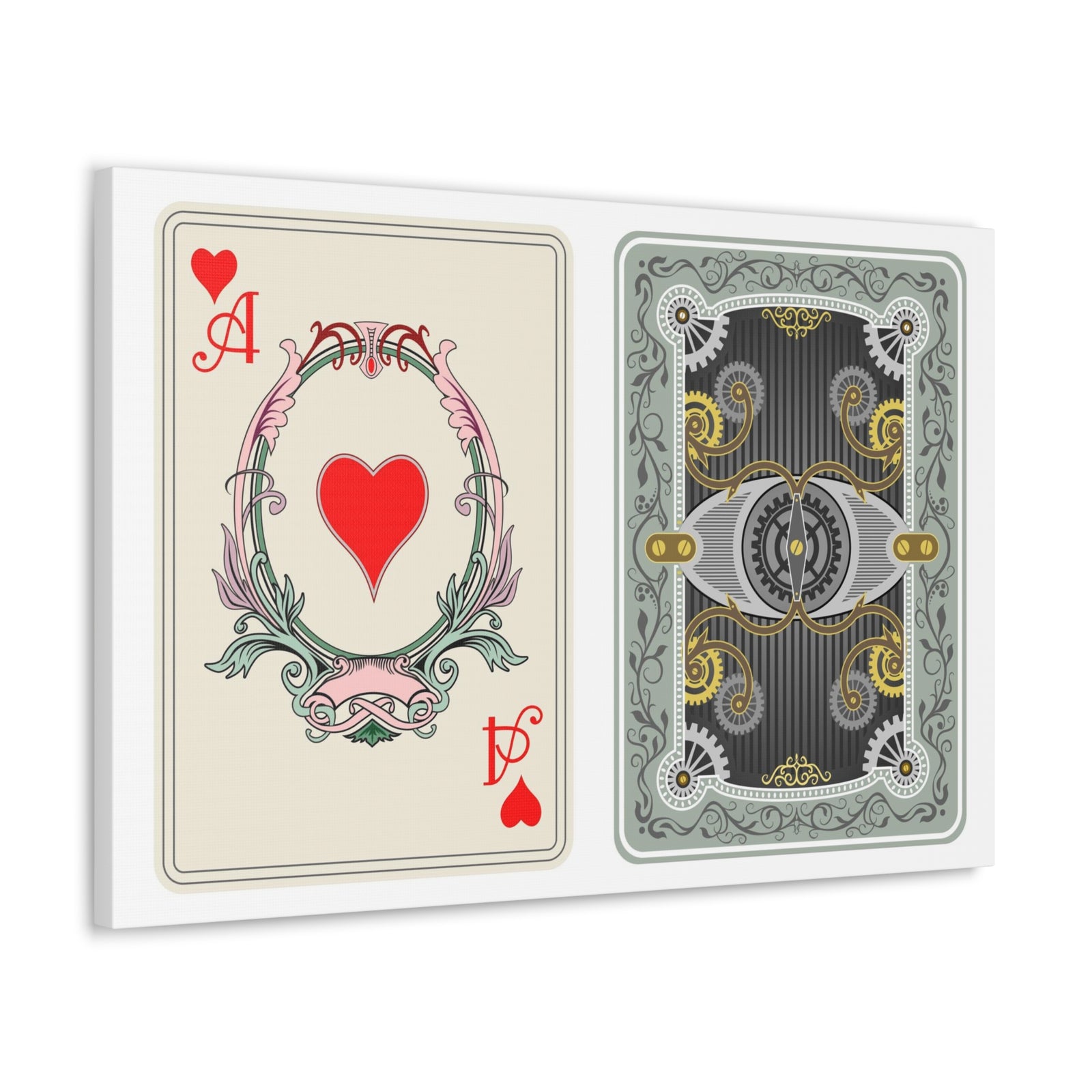 Steampunk Style Ace Of Hearts Playing Card Canvas Wall Art for Home Decor Ready-to-Hang-Express Your Love Gifts